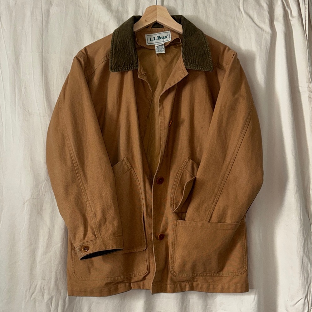 L.L. Bean Tan Military Jacket with Dark Collar